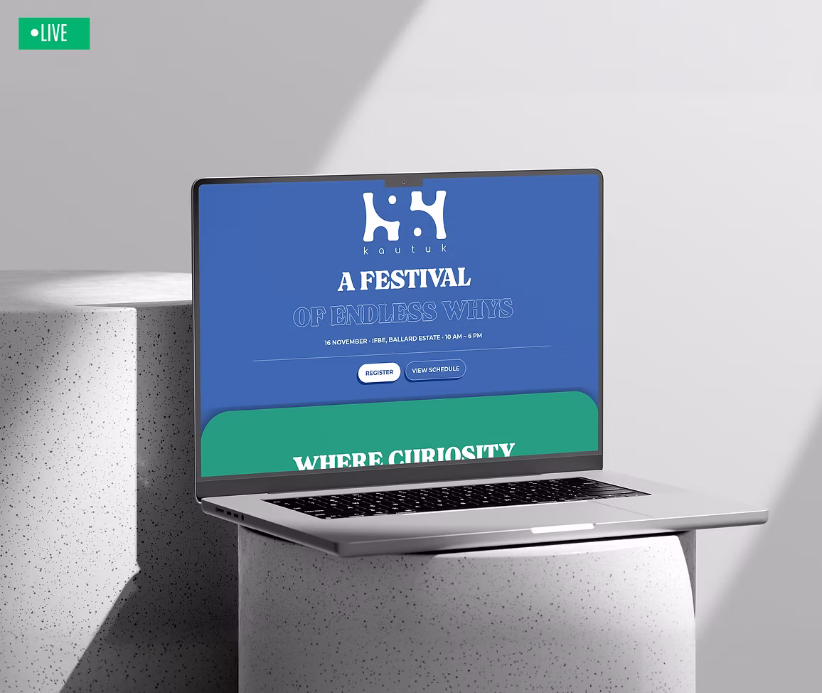 Kautuk festival website on a laptop