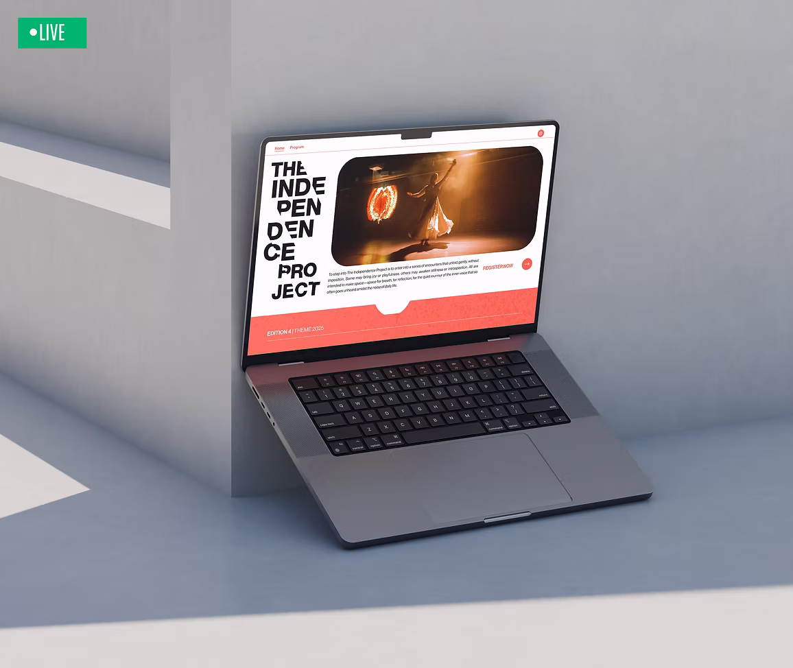 The Independence website on a laptop